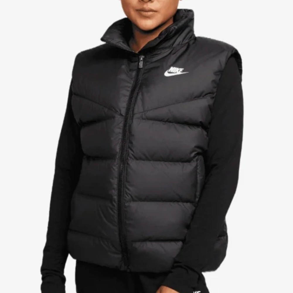 Nike‎ Womens Vest M Black Puffer Full Zip Insulated Therma-FIT Duck Down Running
